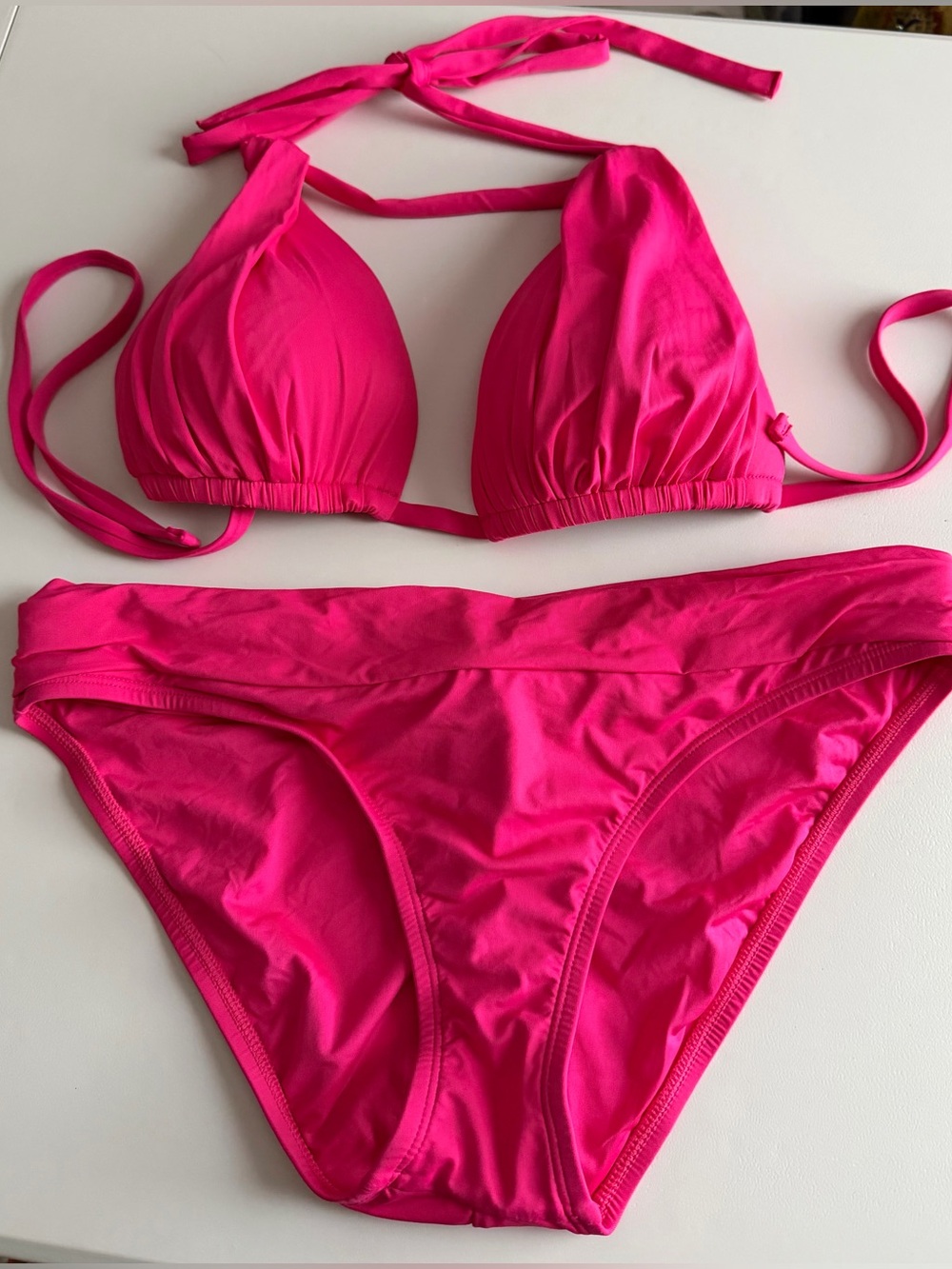 La Blanca Halter Neck Two-Piece Hot Pink Bikini Swimsuit Size 8